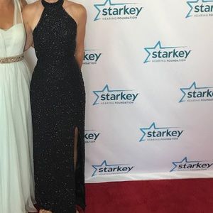 Black beaded formal gown